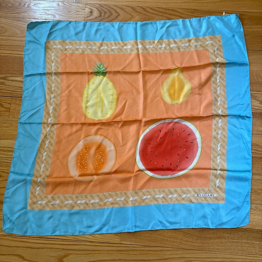 Bulgari Silk Scarf - Colorful Fruits by Davide Pizzigoni